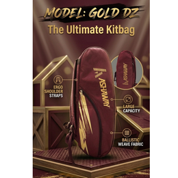 ASHAWAY Badminton Kitbag Gold DZ KIT BAG  2Zip (Meroon)