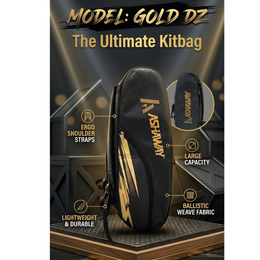 ASHAWAY Badminton Kitbag Gold DZ KIT BAG  2Zip (Black)