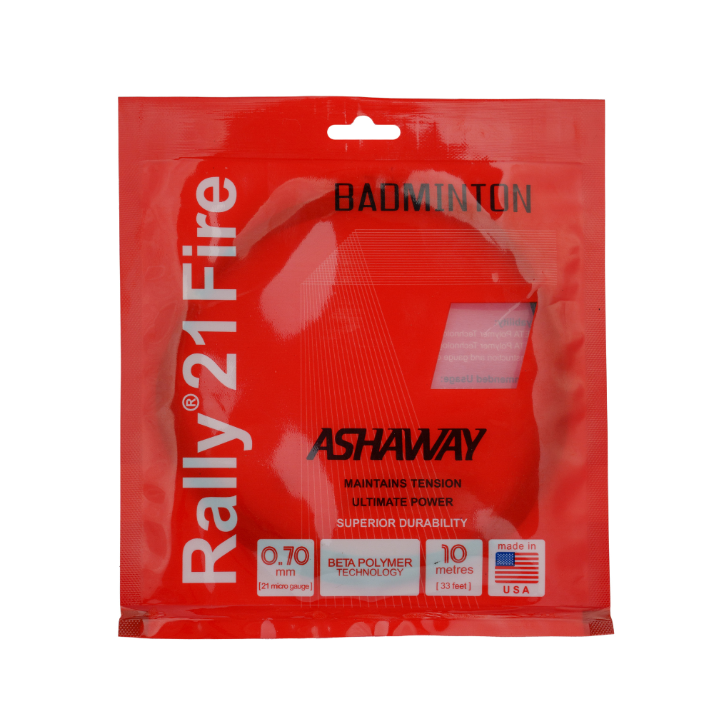 Ashaway Rally 21 Fire Badminton String – BETA Polymer Core For Power & Durability